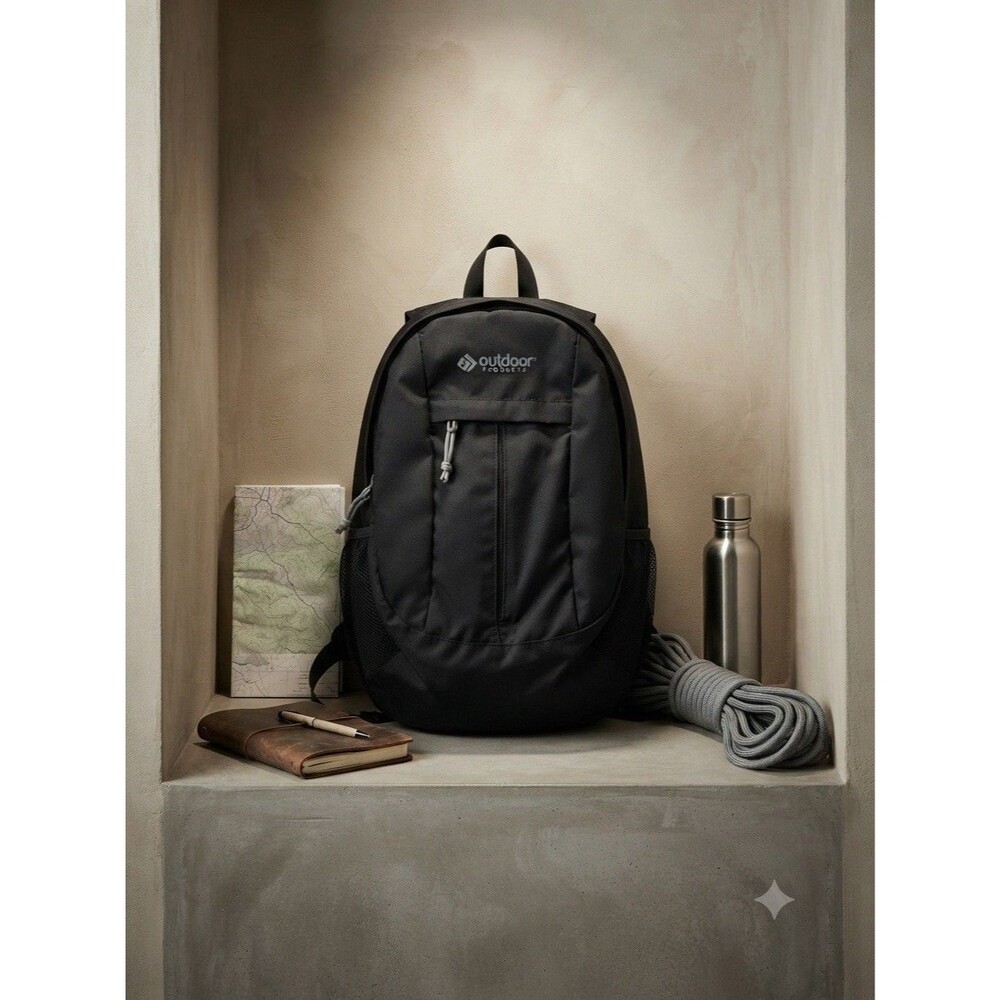 Outdoor Products Black Backpack Daypack School Travel Hiking Bag Mesh Pocket Gym